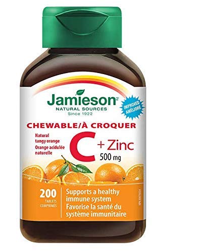 Jamieson Vitamin C 500mg + Zinc, Natural Tangy Orange, 200 Tablets