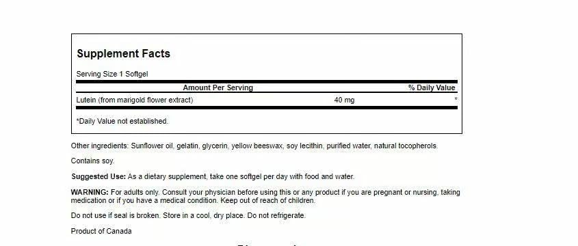 Swanson Lutein Eye Vision Retina Macula Health Supplement 40 mg Softgel, 180 Softgels