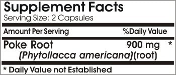 PureControl Supplements Poke Root 900mg Capsules, 1 Count