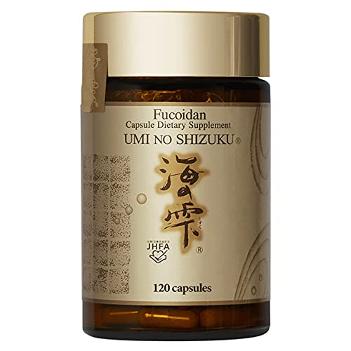 UMI NO SHIZUKU Fucoidan Pure Seaweed Extract Enhanced with Agaricus Mushroom Immune Support Health Supplement, 120 Capsules