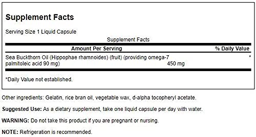 Swanson EFA Omega-7 Oil 450MG Capsules, 30 Count