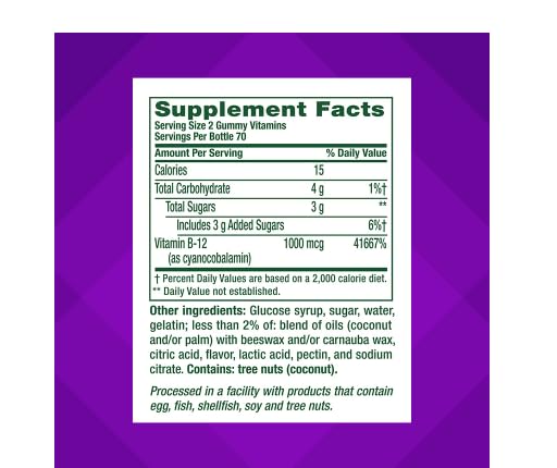 Vitafusion Vitamin B-12 Gummy Supplement, High Potency Energy Support 1000 mcg, 140 Gummies