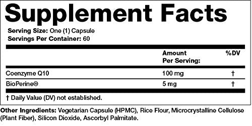 Olympian Labs CoQ10 100mg Formulated with Bioperine for Greater Absorption, Supporting Heart Health, 60 Capsules