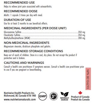 NutriWise Healthy Joint 900mg (Glucosamine + Chondroitin + MSM) 360 Capsules