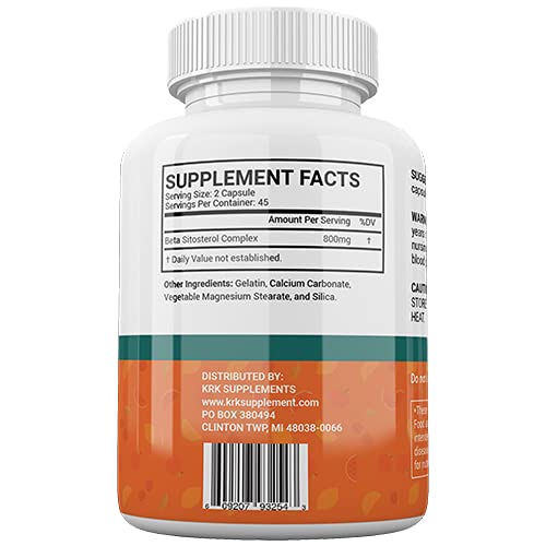 KRK SUPPLEMENTS Beta Sitosterol 800mg Per Serving Prostate Support, 180 Capsules