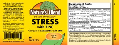 Nature's Blend NAT B Stress Formula with Zinc 60 Capsules