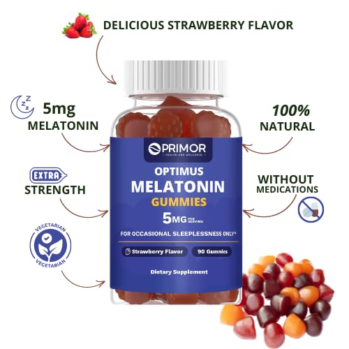 Optimus Weight Melatonin Gummies Maximum Strength 5 mg Per Serving 90 Gummies