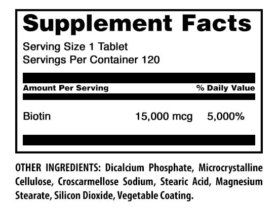 Amazing Nutrition Biotin Supplement 15000 mcg per serving, 120 Tablets