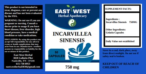 Generic Incarvillea Sinensis Extract 100:1 Capsules, 4 x 50 Capsules