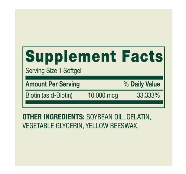 H4U Biotin Dietary Supplement Softgel, 10,000 mcg, 120 Count