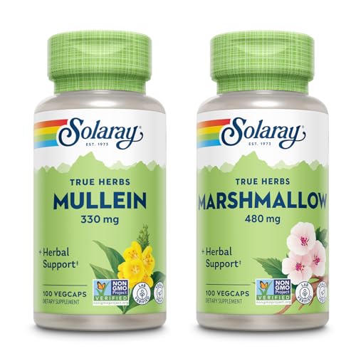 SOLARAY Mullein Leaf 330 mg and Marshmallow Root 480 mg Vegetable Capsules 200