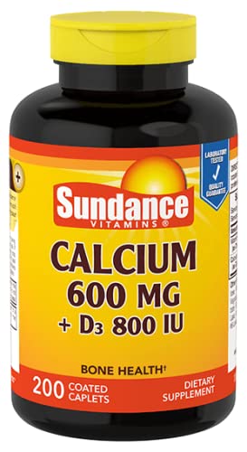 Sundance Calcium 600 mg + Vitamin D3 800 IU Coated Caplets, 200 Count