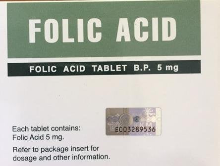 HOVID Folic Acid 5 mg Tablet, 100 Count