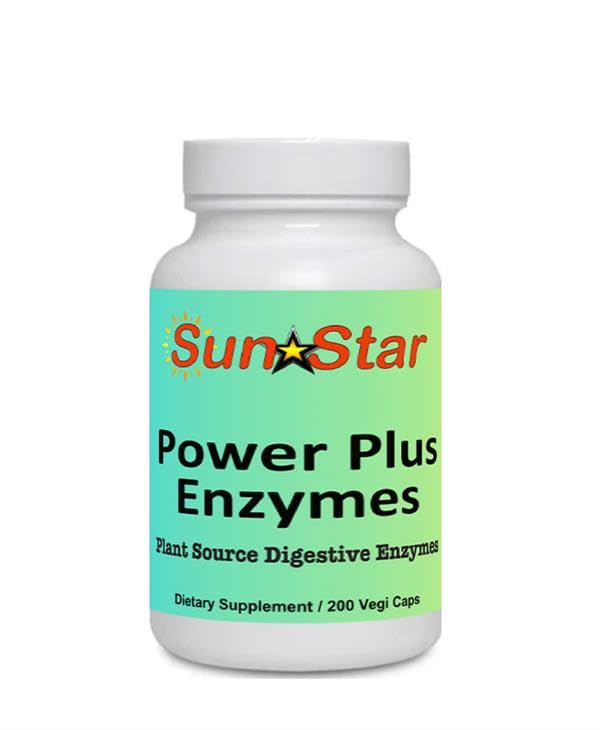 Sun Star Organics Power Plus Enzymes Digestive Supplement Capsule, 200 Capsules
