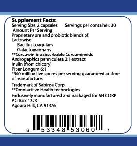 Theraflex RX Probiotic Ultra-Prebiotic/Probiotic Supplement Capsule 60 Count