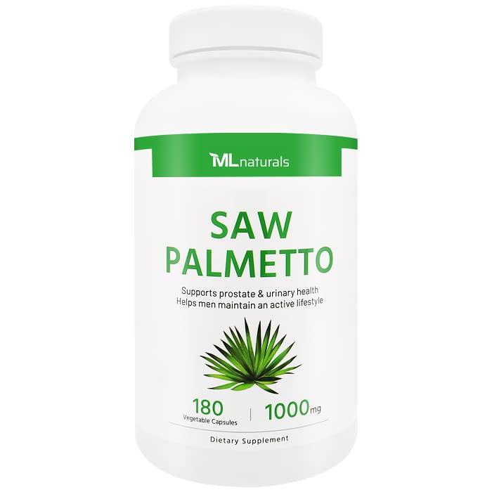 ML Naturals Saw Palmetto 1000mg 4:1 Extract Capsules, Non-GMO, 180 Count