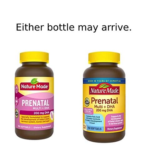 Nature Made Prenatal + DHA 200 mg Dietary Supplement Softgels, 150 Count