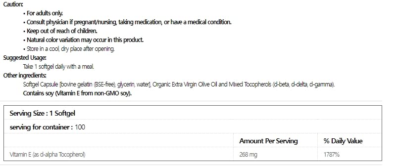 NOW Foods Vitamin E-400 Mixed Tocopherols Softgels 100