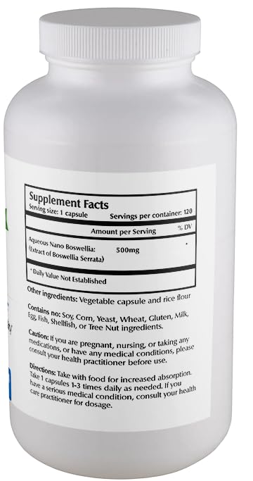 One Planet Nutrition Nano Boswellia 500 mg Capsules, 120 Count
