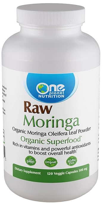 One Planet Nutrition Raw Moringa Capsules 500 mg, 120 Capsules