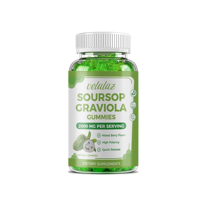 velulaz Soursop Graviola Gummies - Extra Strength with Vitamin C & Zinc, 60 Gummies
