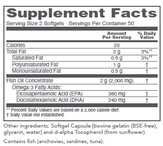PROTOCOL FOR LIFE BALANCE Omega-3 1000mg Softgels 100