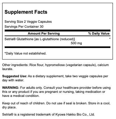 Swanson L-Glutathione 250 mg Veg Caps, 60 Count