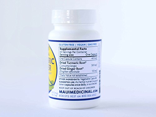 Maui Medicinal Herbs Turmeric Ginger Veggie Capsules, 90 Capsules