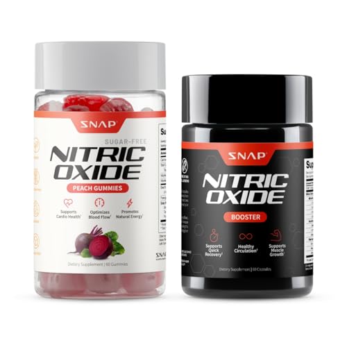 Snap Supplements Nitric Oxide Beet Root Gummies + Nitric Oxide Booster Bundle, Gummies & Capsules, 120