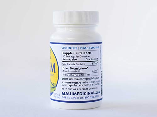 Maui Medicinal Herbs Neem Leaf Capsules, 450 mg per Capsule, 90 Veggie Capsules