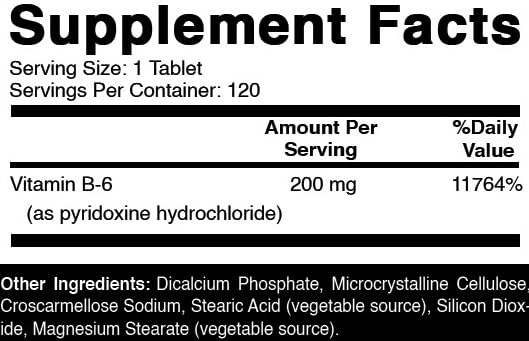 Oxify Vitamin B-6 200 mg Tablet, 120 Count