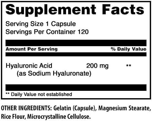 Amazing Nutrition Hyaluronic Acid 200 Mg Per Serving, 360 Capsules