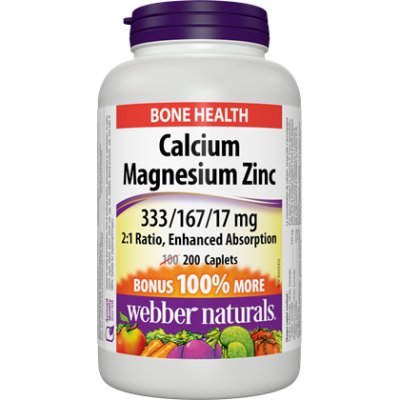 Webber Naturals Calcium Magnesium Zinc Enhanced Absorption Capsules, 333/167/17 mg, 1 Count