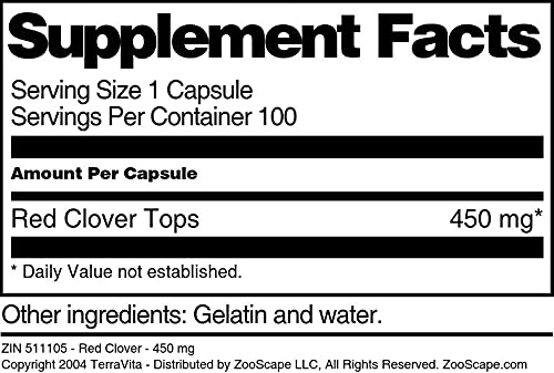 Terravita Red Clover 450 mg Capsules, 100 Count