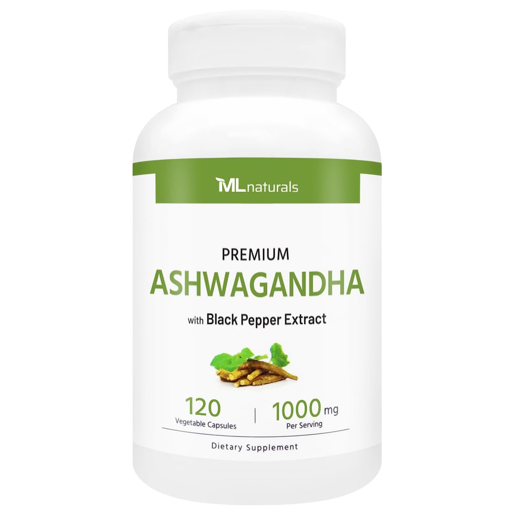 ML Naturals Organic Ashwagandha Capsules 120 Count