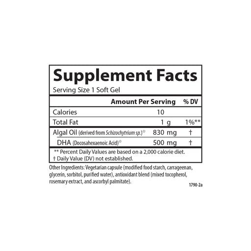 Carlson Vegetarian DHA 500 mg Softgels, 30 Count