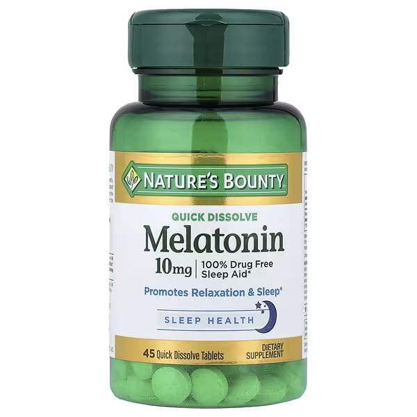 Nature's Bounty Melatonin 10 mg Quick Dissolve Tablets, Pack of 5