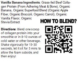 Autoimmune Health & Nutrition Beef Collagen Protein Powder with Stevia, Vanilla Banana, Grass-Fed, 1 oz