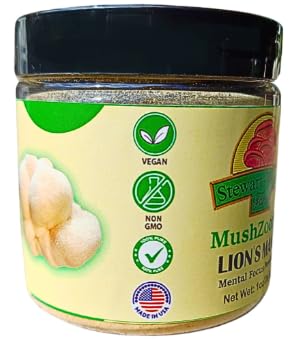 Stewart-Watson Farm Lion’s Mane Mushroom Powder Organic Brain & Memory Support Supplement, 100% Pure, Non-GMO, 2.2 Ounces