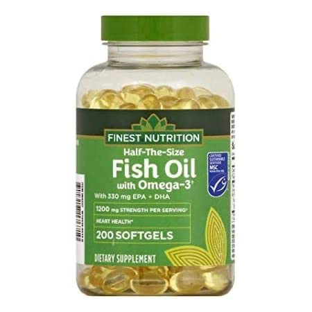 Finest Nutrition Half-The-Size Fish Oil 1200 mg Softgels 2 Pack