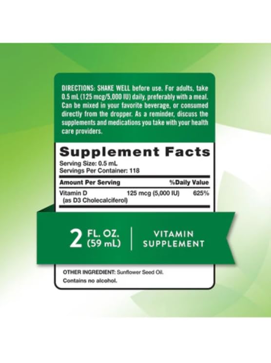 Nature's Truth Vitamin D3 5000 IU Capsule, 8 Capsules
