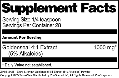 Terravita Extra Strength Goldenseal 4:1 Extract Powder, 5% Alkaloids, 1 oz, 3 Pack