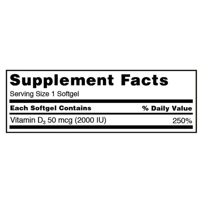 Generic Extra Strength Vitamin D3 2000 IU Softgel, 600 Softgels