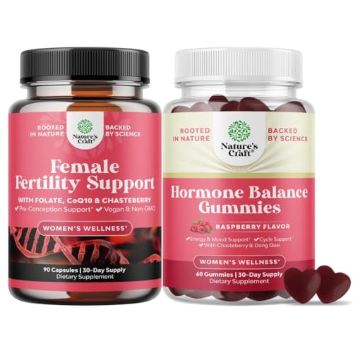 Natures Craft Fertility & Preconception Gummies for Women with Inositol & Folic Acid – Hormone Balance & PMS Support