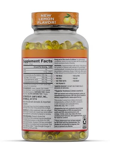 Generic Omega 3 Triple Strength Fish Oil Softgels, 150 Count