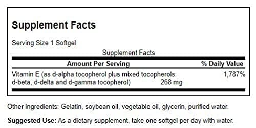 Swanson Vitamin E Mixed Tocopherols 400 Iu (268 mg) Softgels, 200 Count