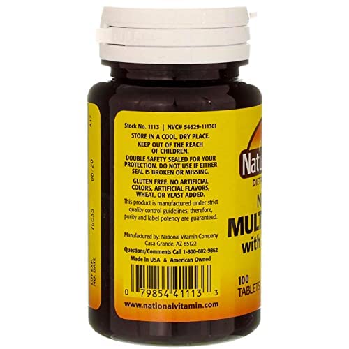 Nature's Blend Multiple Vitamin with Minerals No Iron Tablets, 100 Count