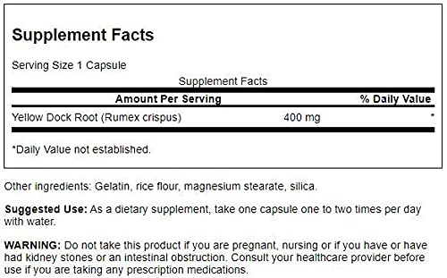 Swanson Full Spectrum Yellow Dock Root 400 Milligrams, 60 Capsules