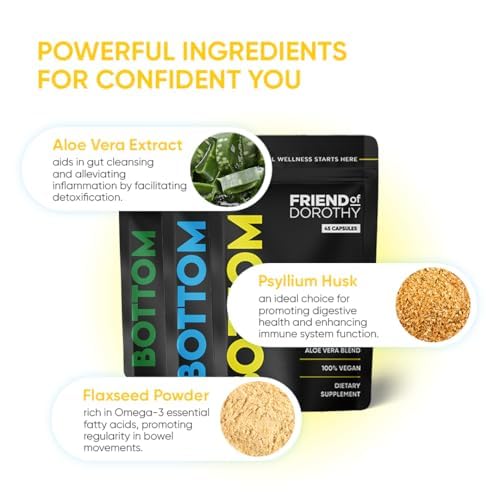 FRIEND OF DOROTHY Digestive Fiber Support for Men, Psyllium Husk & Aloe Vera 45 Capsules