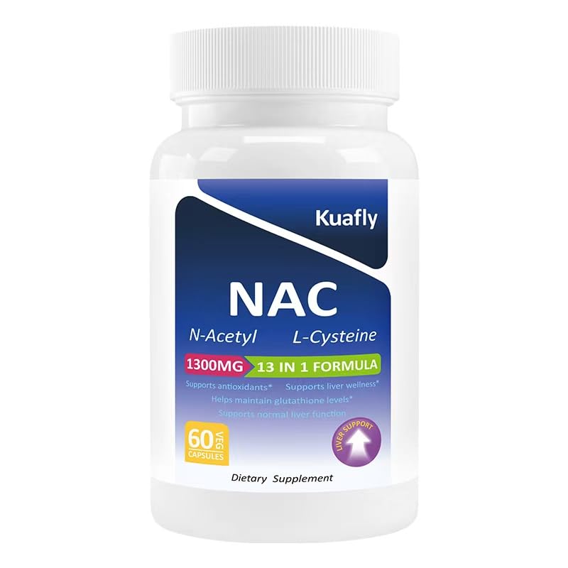 KUAFLY NAC 1300MG N-Acetyl Cysteine 13 in 1 Antioxidant Capsules 60 Capsules